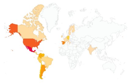 Paises a los que se ha llegado  Diciembre 27  2014